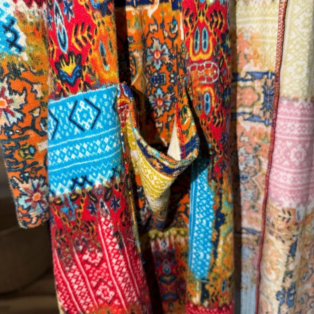 Colorful Patchwork Cotton long cardigan boho lagenlook artsy festival
